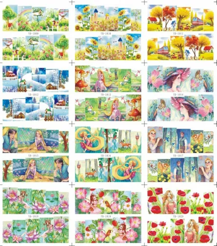 Sticker A4 pentru decor unghii, cu desene animate, 1009-1020, [],https:lilarossa.ro