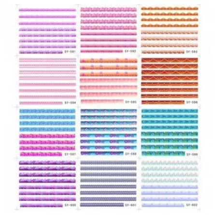 Sticker A4 pentru decor unghii, 12in1 NR591-602, [],https:lilarossa.ro