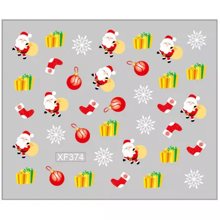 Sticker nail art Lila Rossa, pentru Craciun, Revelion si iarna, 7.2 x 10.5 cm, xf374, [],https:lilarossa.ro
