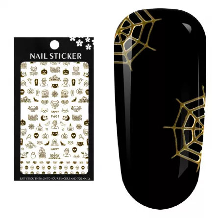 Stickere pentru decor unghii Lila Rossa, Halloween, f601-gold, [],https:lilarossa.ro
