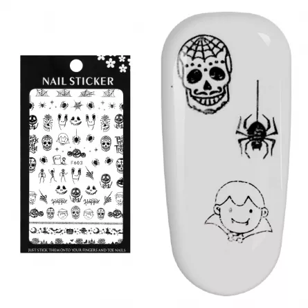 Stickere pentru decor unghii Lila Rossa, Halloween, f603-silver, [],https:lilarossa.ro