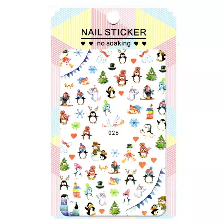 Sticker Lila Rossa pentru decor unghii, Craciun Revelion si iarna, nail art xf026, [],https:lilarossa.ro