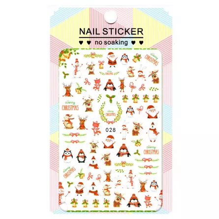 Sticker Lila Rossa pentru decor unghii, Craciun Revelion si iarna, nail art xf028, [],https:lilarossa.ro