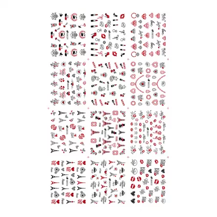 Set stickere A5 pentru decor unghii Lila Rossa, pentru valentine's day, 12 buc, sq-029-032, [],https:lilarossa.ro