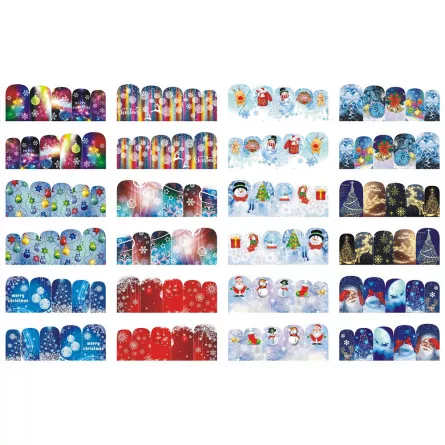 Set stickere nail art Lila Rossa, pentru Craciun, Revelion si iarna, 24 buc, bn-1385-1388, [],https:lilarossa.ro