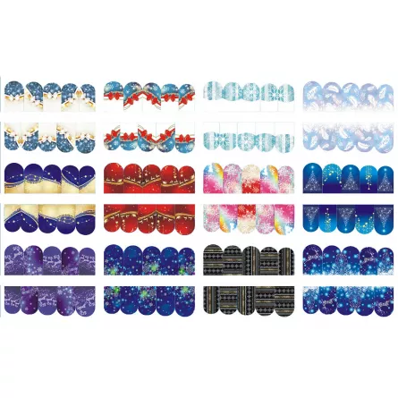Set stickere nail art Lila Rossa, pentru Craciun, Revelion si iarna, 24 buc, bn-209-212, [],https:lilarossa.ro