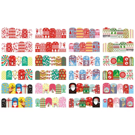 Set stickere nail art Lila Rossa, pentru Craciun, Revelion si iarna, 24 buc, bn-677-680, [],https:lilarossa.ro