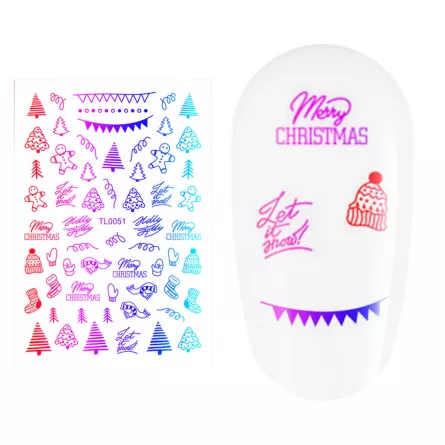 Sticker nail art Lila Rossa, pentru Craciun, Revelion si iarna, 14.5 x 9.1 cm, tl0051, [],https:lilarossa.ro
