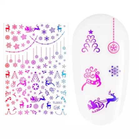 Sticker nail art Lila Rossa, pentru Craciun, Revelion si iarna, 14.5 x 9.1 cm, tl0053, [],https:lilarossa.ro
