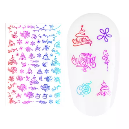 Sticker nail art Lila Rossa, pentru Craciun, Revelion si iarna, 14.5 x 9.1 cm, tl0055, [],https:lilarossa.ro
