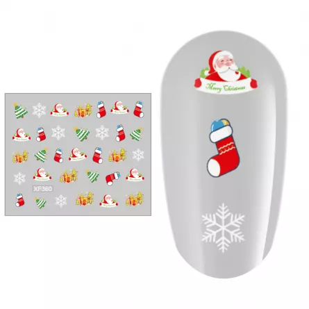 Sticker nail art Lila Rossa, pentru Craciun, Revelion si iarna, 7.2 x 10.5 cm, xf360, [],https:lilarossa.ro