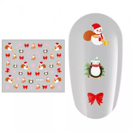 Sticker nail art Lila Rossa, pentru Craciun, Revelion si iarna, 7.2 x 10.5 cm, xf361, [],https:lilarossa.ro
