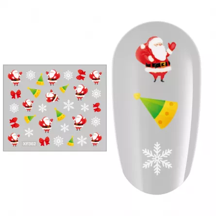 Sticker nail art Lila Rossa, pentru Craciun, Revelion si iarna, 7.2 x 10.5 cm, xf362, [],https:lilarossa.ro