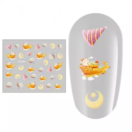 Sticker nail art Lila Rossa, pentru Craciun, Revelion si iarna, 7.2 x 10.5 cm, xf365, [],https:lilarossa.ro