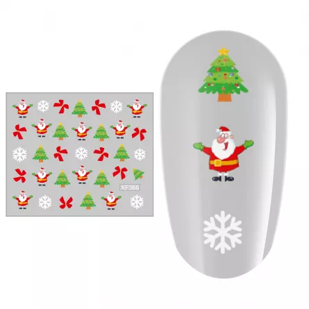 Sticker nail art Lila Rossa, pentru Craciun, Revelion si iarna, 7.2 x 10.5 cm, xf366, [],https:lilarossa.ro