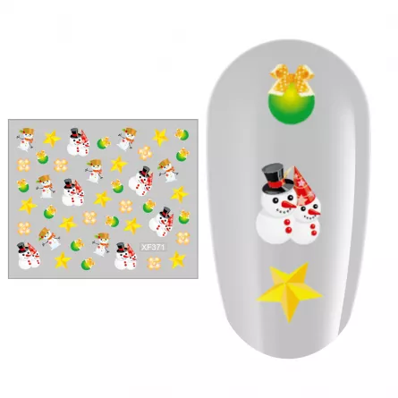 Sticker nail art Lila Rossa, pentru Craciun, Revelion si iarna, 7.2 x 10.5 cm, xf371, [],https:lilarossa.ro