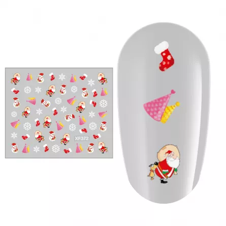 Sticker nail art Lila Rossa, pentru Craciun, Revelion si iarna, 7.2 x 10.5 cm, xf372, [],https:lilarossa.ro