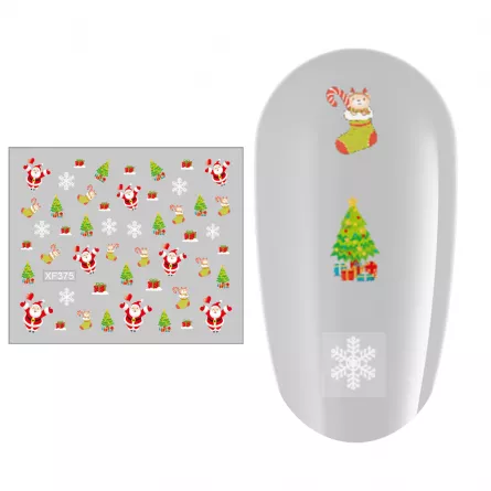 Sticker nail art Lila Rossa, pentru Craciun, Revelion si iarna, 7.2 x 10.5 cm, xf373, [],https:lilarossa.ro