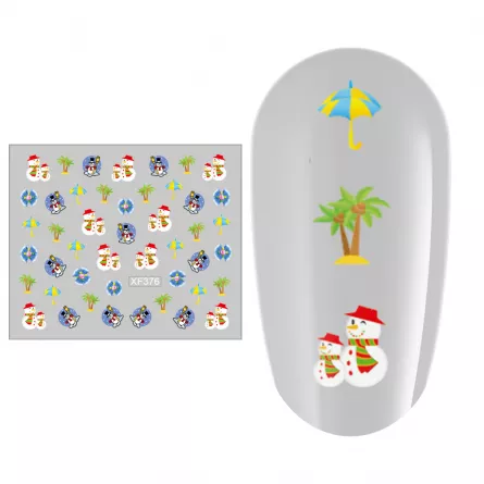 Sticker nail art Lila Rossa, pentru Craciun, Revelion si iarna, 7.2 x 10.5 cm, xf376, [],https:lilarossa.ro