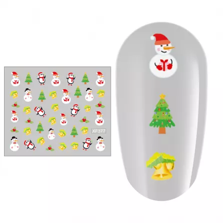 Sticker nail art Lila Rossa, pentru Craciun, Revelion si iarna, 7.2 x 10.5 cm, xf377, [],https:lilarossa.ro
