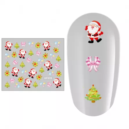 Sticker nail art Lila Rossa, pentru Craciun, Revelion si iarna, 7.2 x 10.5 cm, xf378, [],https:lilarossa.ro