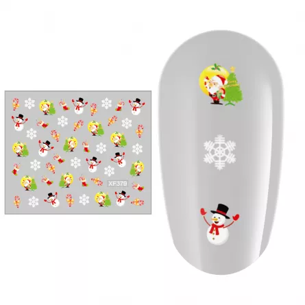 Sticker nail art Lila Rossa, pentru Craciun, Revelion si iarna, 7.2 x 10.5 cm, xf379, [],https:lilarossa.ro
