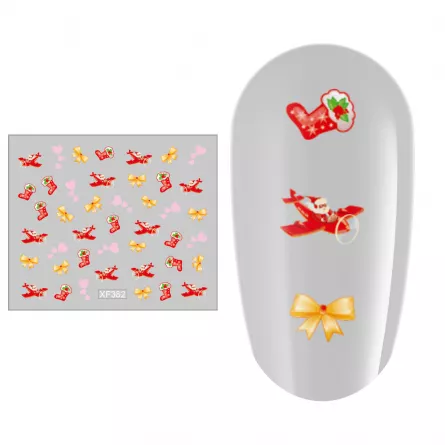 Sticker nail art Lila Rossa, pentru Craciun, Revelion si iarna, 7.2 x 10.5 cm, xf382, [],https:lilarossa.ro