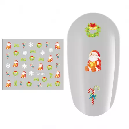 Sticker nail art Lila Rossa, pentru Craciun, Revelion si iarna, 7.2 x 10.5 cm, xf384, [],https:lilarossa.ro
