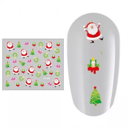 Sticker nail art Lila Rossa, pentru Craciun, Revelion si iarna, 7.2 x 10.5 cm, xf386, [],https:lilarossa.ro