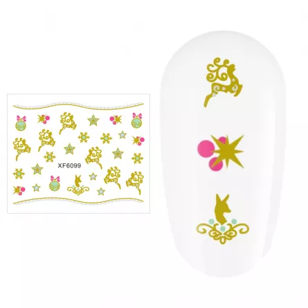 Sticker nail art Lila Rossa, pentru Craciun, Revelion si iarna, 7.2 x 10.5 cm, xf6099, [],https:lilarossa.ro