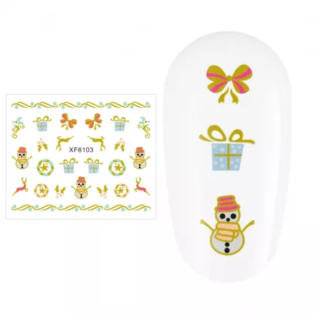 Sticker nail art Lila Rossa, pentru Craciun, Revelion si iarna, 7.2 x 10.5 cm, xf6103, [],https:lilarossa.ro