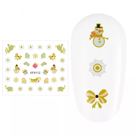 Sticker nail art Lila Rossa, pentru Craciun, Revelion si iarna, 7.2 x 10.5 cm, xf6112, [],https:lilarossa.ro