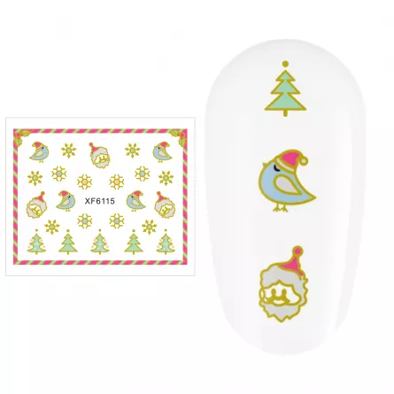 Sticker nail art Lila Rossa, pentru Craciun, Revelion si iarna, 7.2 x 10.5 cm, xf6115, [],https:lilarossa.ro