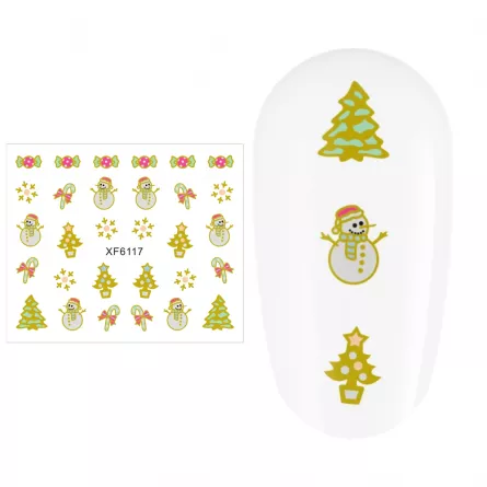 Sticker nail art Lila Rossa, pentru Craciun, Revelion si iarna, 7.2 x 10.5 cm, xf6117, [],https:lilarossa.ro
