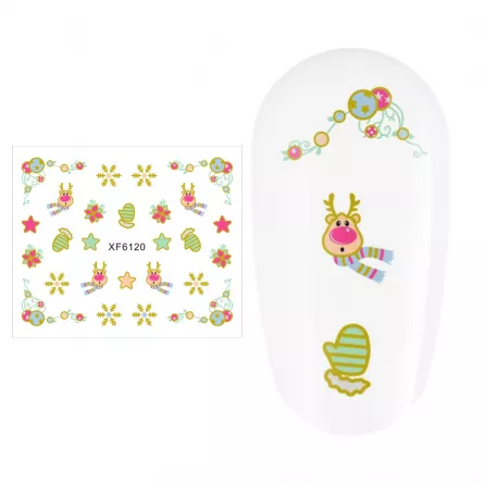 Sticker nail art Lila Rossa, pentru Craciun, Revelion si iarna, 7.2 x 10.5 cm, xf6120, [],https:lilarossa.ro