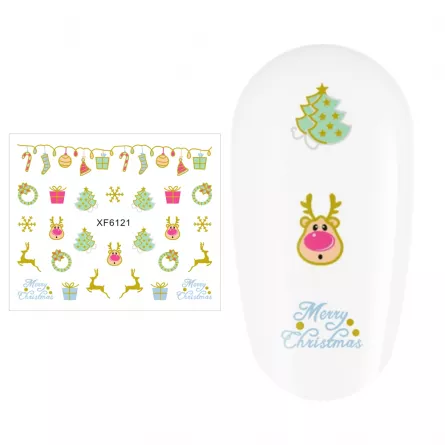 Sticker nail art Lila Rossa, pentru Craciun, Revelion si iarna, 7.2 x 10.5 cm, xf6121, [],https:lilarossa.ro
