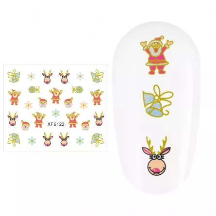 Sticker nail art Lila Rossa, pentru Craciun, Revelion si iarna, 7.2 x 10.5 cm, xf6122, [],https:lilarossa.ro