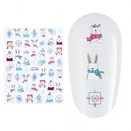 Sticker nail art Lila Rossa, pentru Craciun, Revelion si iarna, 13 x 9,5 cm, ca-717, [],https:lilarossa.ro