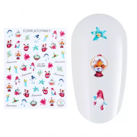 Sticker nail art Lila Rossa, pentru Craciun, Revelion si iarna, 13 x 9,5 cm, ca-721, [],https:lilarossa.ro