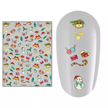 Sticker nail art Lila Rossa, pentru Craciun, Revelion si iarna, 15 x 9 cm, z-d3937, [],https:lilarossa.ro