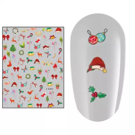 Sticker nail art Lila Rossa, pentru Craciun, Revelion si iarna, 15 x 9 cm, z-d3941, [],https:lilarossa.ro