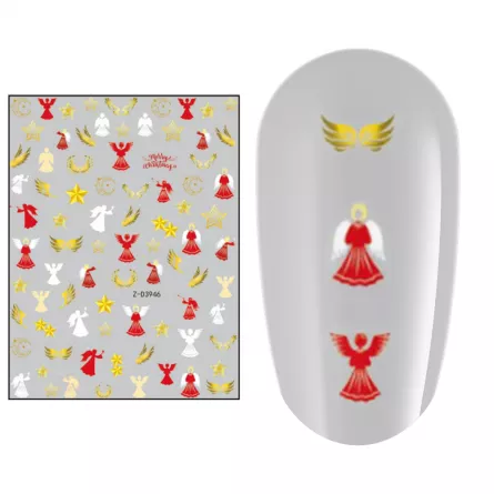 Sticker nail art Lila Rossa, pentru Craciun, Revelion si iarna, 15 x 9 cm, z-d3946, [],https:lilarossa.ro