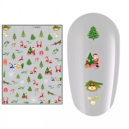 Sticker nail art Lila Rossa, pentru Craciun, Revelion si iarna, 15 x 9 cm, z-d3947, [],https:lilarossa.ro