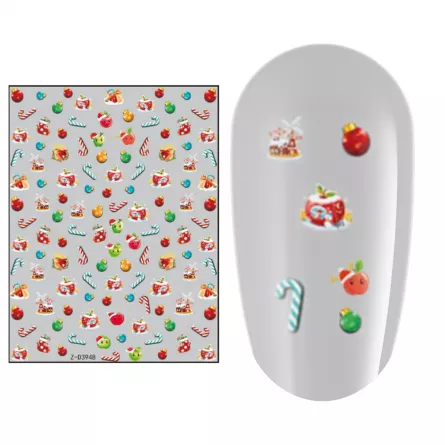 Sticker nail art Lila Rossa, pentru Craciun, Revelion si iarna, 15 x 9 cm, z-d3948, [],https:lilarossa.ro
