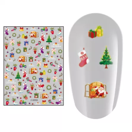 Sticker nail art Lila Rossa, pentru Craciun, Revelion si iarna, 15 x 9 cm, z-d3950, [],https:lilarossa.ro