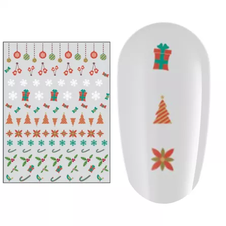 Sticker nail art Lila Rossa, pentru Craciun, Revelion si iarna, 15 x 9 cm, z-d4660, [],https:lilarossa.ro