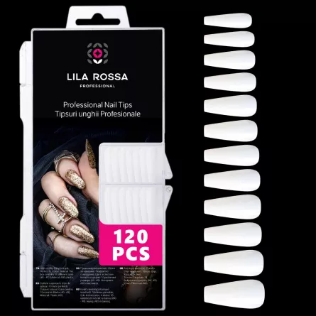 Tipsuri unghii false 120 buc, 10 marimi, Lila Rossa, Natur, KG110, [],https:lilarossa.ro