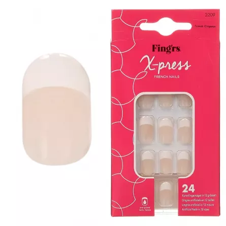 Tipsuri unghii false color press-on, X-press, French Nails, French Elegance, Fingrs, 24 buc. , [],https:lilarossa.ro