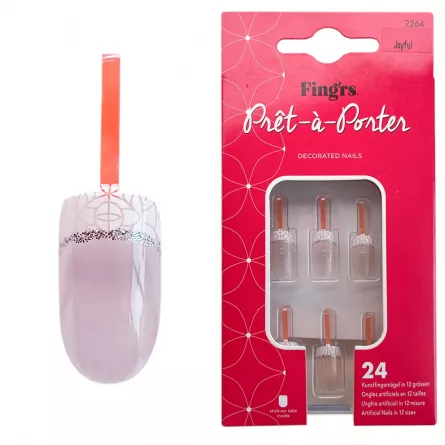 Tipsuri unghii false color press-on, Pret-a-Porter Decorated Nails, Tranquil, Fingrs, 24 buc., [],https:lilarossa.ro
