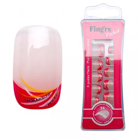 Tipsuri unghii false color press-on, X-press nails pre-decorated, 24 buc, pre-glued
, [],https:lilarossa.ro